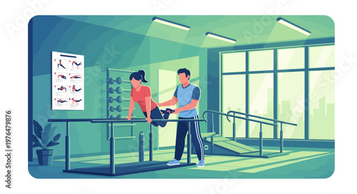 Physical therapist assisting patient with rehabilitation exercises 1.