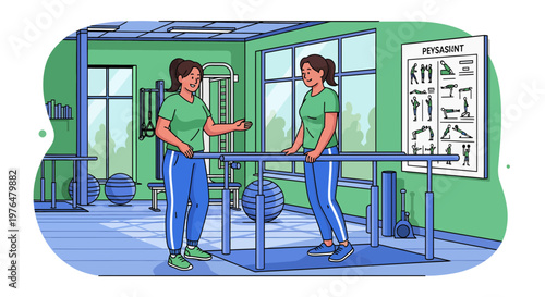 Physical therapist assisting patient with rehabilitation exercises.