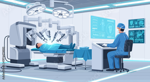 Robotic Surgery System Performing Minimally Invasive Procedure.