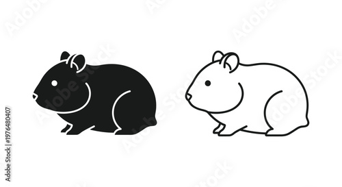 Hamster Graphics Black and White Cartoon Illustrations Vector