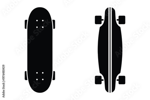 Skateboard and longboard silhouettes with skateboard longboard skateboarding
