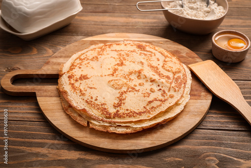 Board with tasty thin panca...