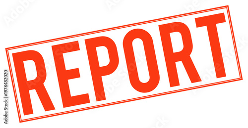 Large red report stamp on transparent background