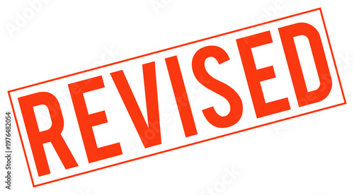 Fotografi Red revised stamp text on transparent background