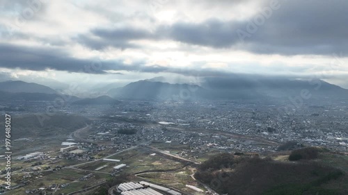 山梨県　江曽原　朝焼けドローン空撮