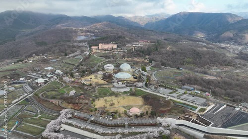 山梨県　江曽原　朝焼けドローン空撮