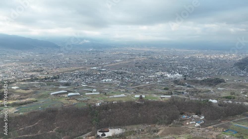 山梨県　江曽原　朝焼けドローン空撮