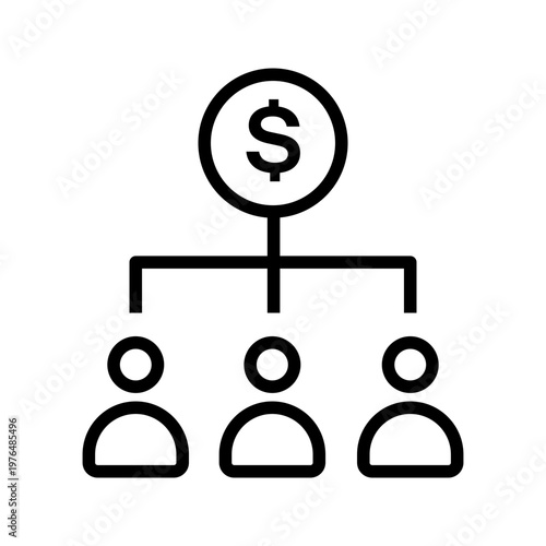 Investment dividend yield and profit share line art icon
