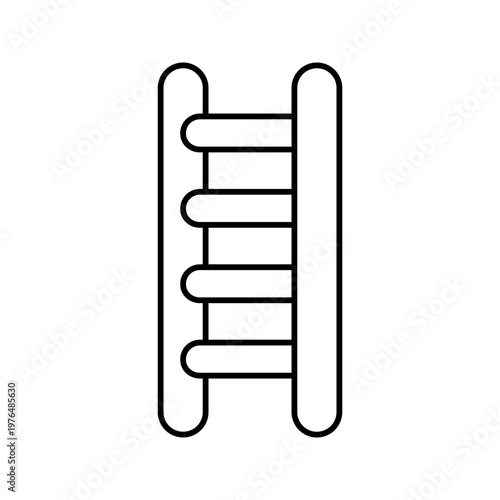 Straight wooden or metal ladder for home repair line art icon
