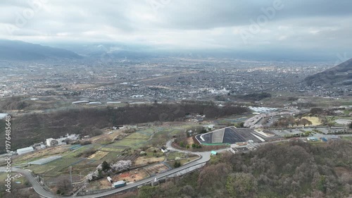 山梨県　江曽原　朝焼けドローン空撮
