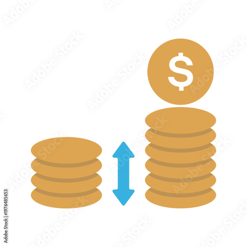 Financial margin trading and profit margin flat color icon
