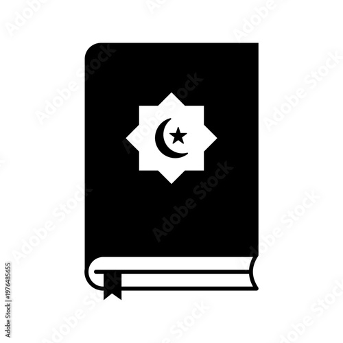 Holly quran holy book of islam solid black icon
