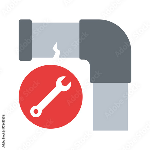 Fixing pipe leak plumbing maintenance flat color icon

