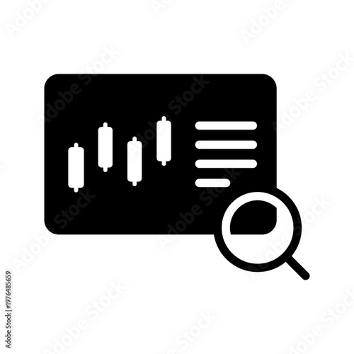 Stock market analysis and trading technical chart solid glyph icon
