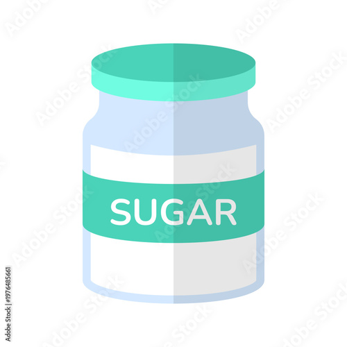 Sweet sugar jar container kitchen pantry flat color icon
