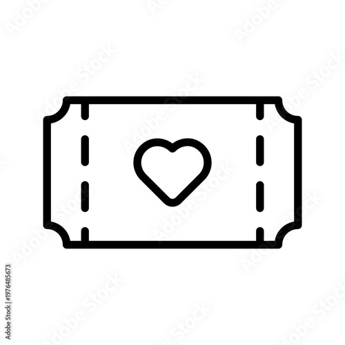 Valentine love coupon voucher gift line art icon
