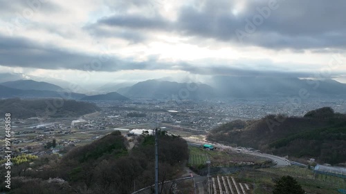 山梨県　江曽原　朝焼けドローン空撮