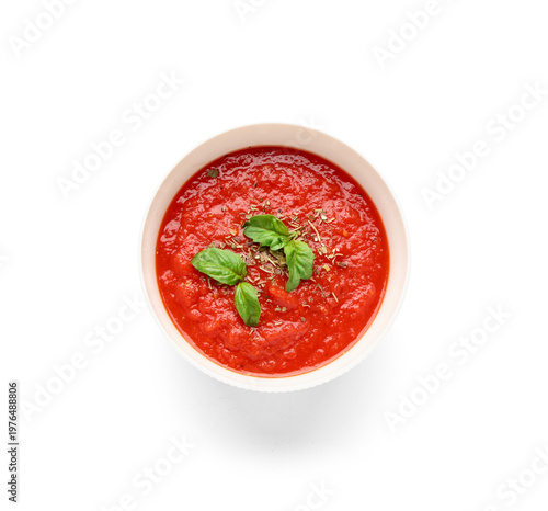 Bowl of tasty tomato soup i...