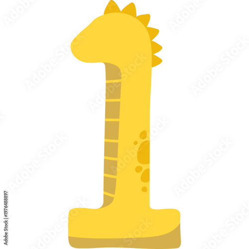 One Number Dinosaur Alphabet Illustration