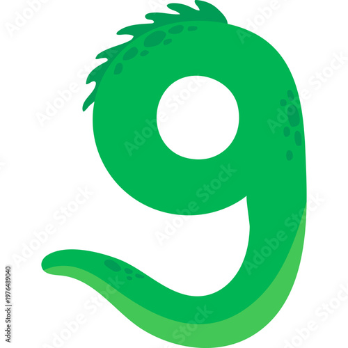 Nine Number Dinosaur Alphabet Illustration