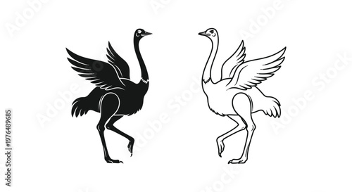 Emblematic Flight Majestic Ostriches Symbolism Vector