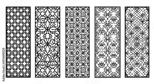 Elegant Geometric and Floral Decorative Panel with Intricate Cut out Patterns