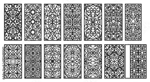 Elegant Ornate Decorative Panel Designs with Abstract Arabic Art Motifs