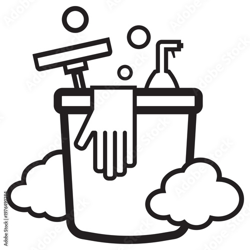 Soapy Cleaning Bucket Icon