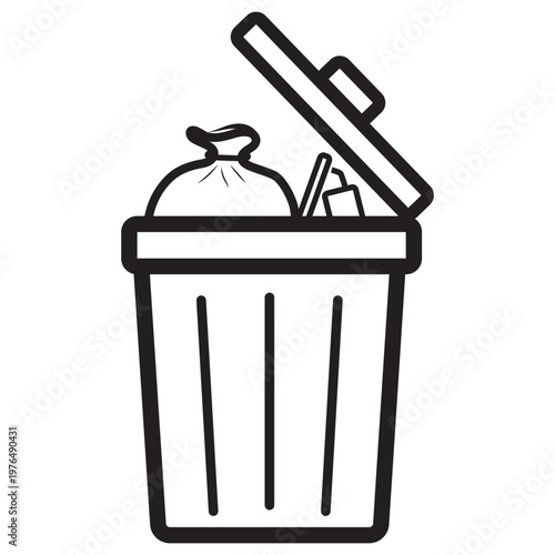 Full Trash Can Open Lid Icon