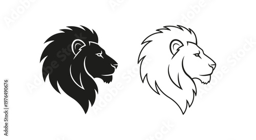Lion Silhouette Designs Bold Black  White Art Vector
