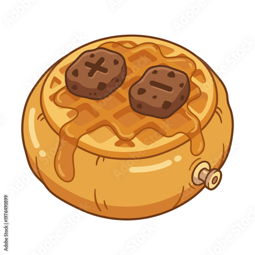 Waffle shaped inflatable speaker with syrup and volume buttons