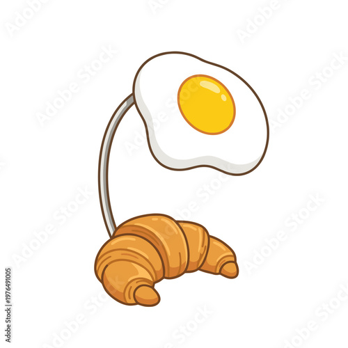 Creative desk lamp shaped like a fried egg and croissant