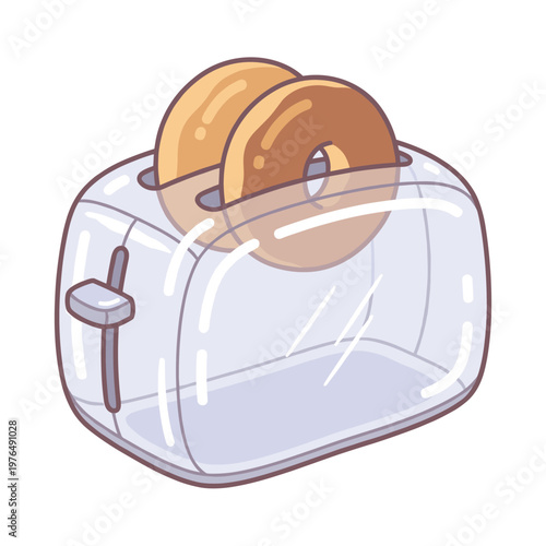 Transparent toaster with bagels popping out