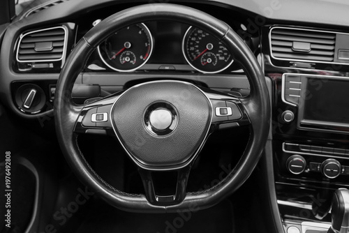 View of steering wheel in m...