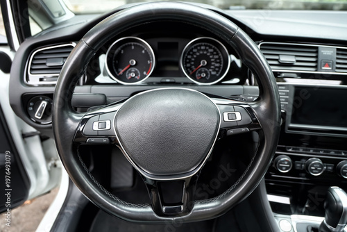View of steering wheel in m...