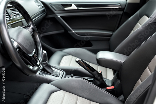 Interior of modern car with...