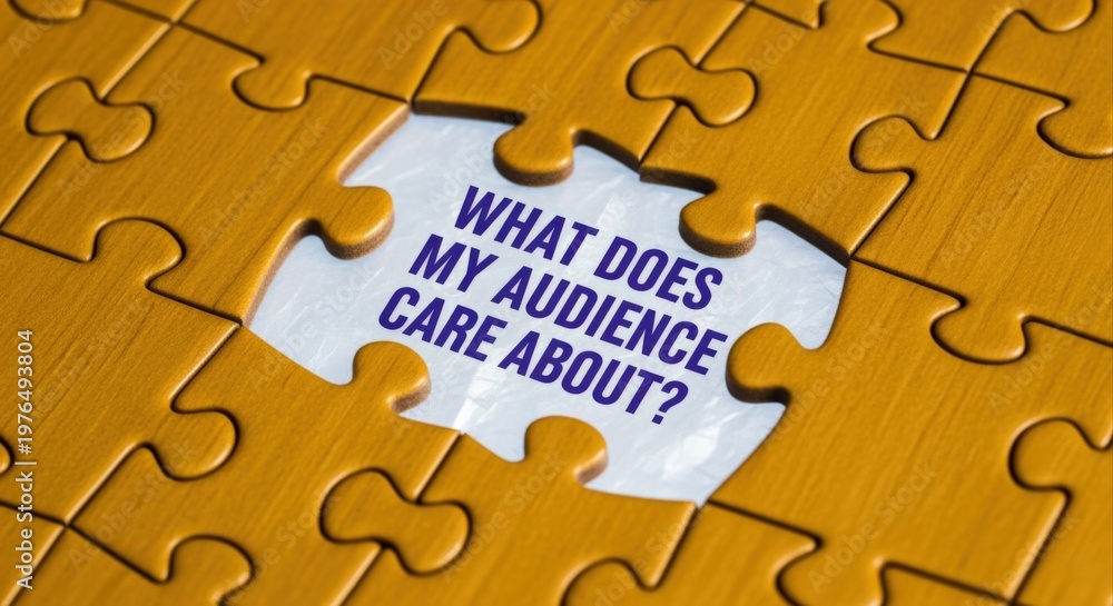 Fototapeta premium Puzzle missing piece revealing question about audience needs and preferences for business understanding