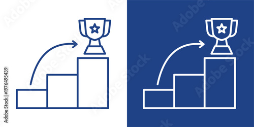 Achievement Growth Blue And White Icon Style Collection