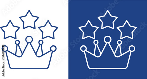 Premium Crown Blue And White Icon Style Collection