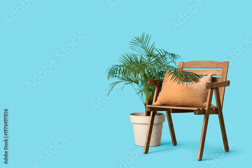 Wooden chair with palm plan...