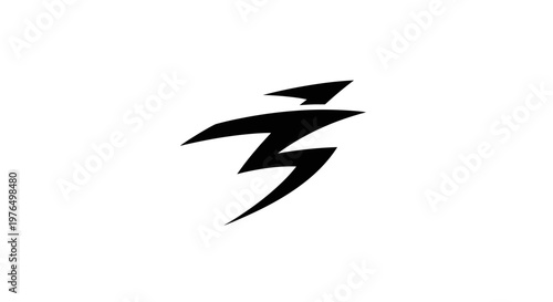Abstract Black Lightning Bolt Symbol.