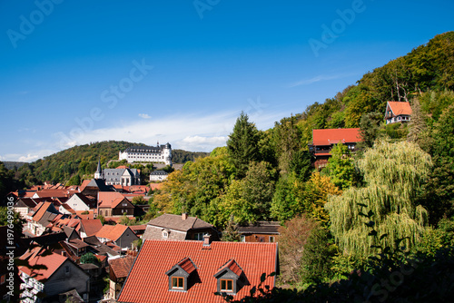 Panorama Stadt und Schloss Stolberg im Harz, Sachsen-Anhalt