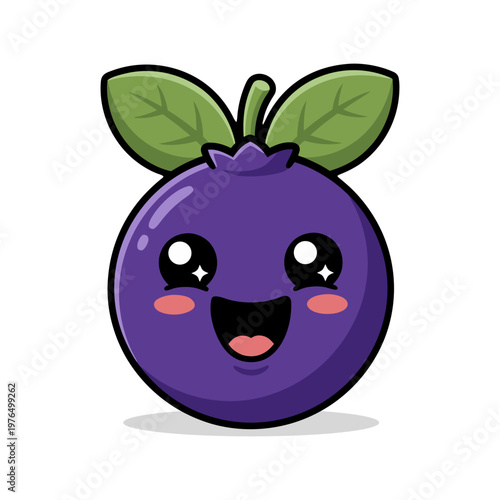 Cute Cheerful Blueberry Character Illustration for Kids and Design Element