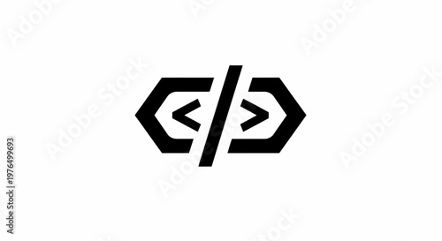 Abstract symbol representing computer code and programming.