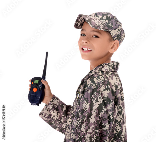 Cute little soldier with mi...