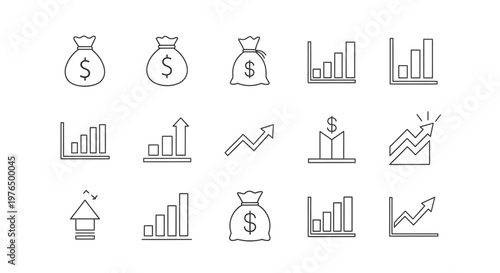 Financial growth and investment icons for business and finance concepts