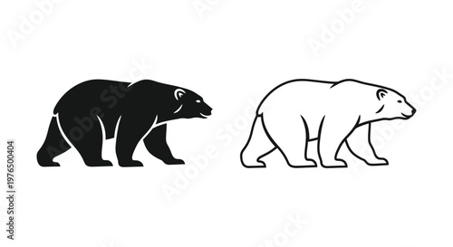 Black vs White Bear Illustrations Iconic Polar Bear vs Grizzly Bear Vector