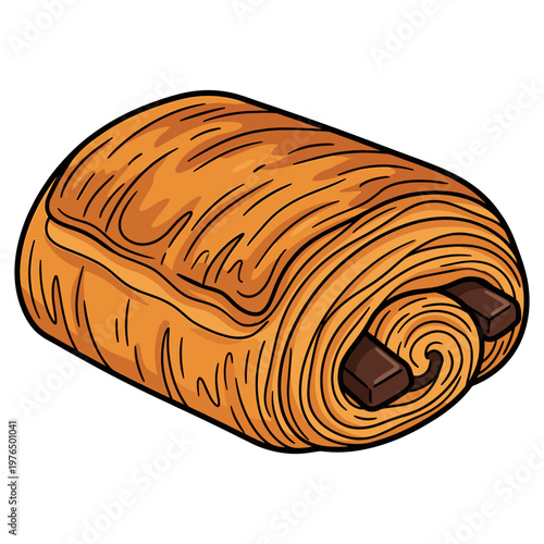 A delectable illustration of a fresh chocolate croissant