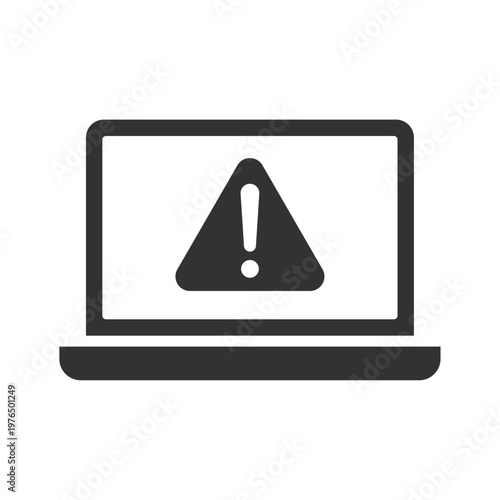 ノートパソコン警告アイコン｜ウイルス・マルウェア・感染・セキュリティリスク