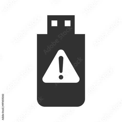 USBメモリ警告アイコン｜ウイルス・マルウェア・感染・セキュリティリスク